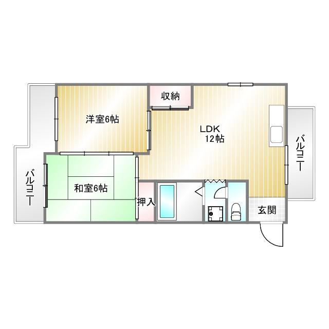 ハイムM2(2LDK/4階)の間取り写真