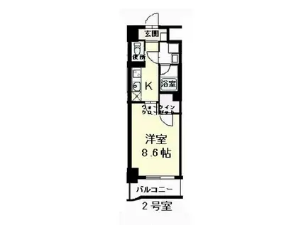ホタカリュミエール・イワタ(1K/2階)の間取り写真