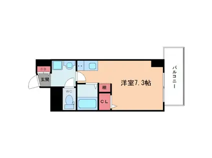 パークヒルズ東三国ヴィジョン(ワンルーム/8階)の間取り写真