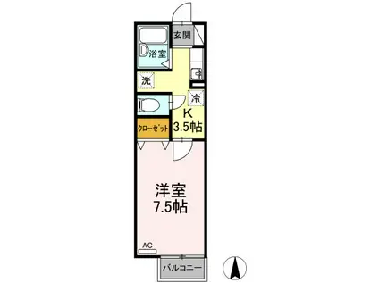 クレール竹原(1K/2階)の間取り写真