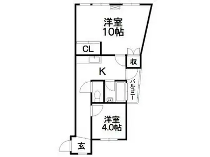 カヤノビル(2K/3階)の間取り写真