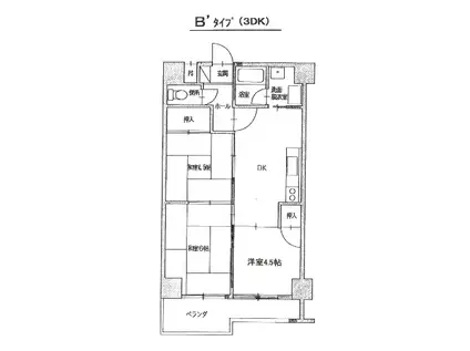 リブアレン(3DK/3階)の間取り写真