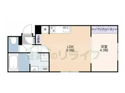 タスキSMART大塚(1LDK/1階)の間取り写真
