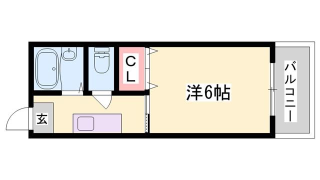 シングルハイツ若宮(1K/1階)の間取り写真