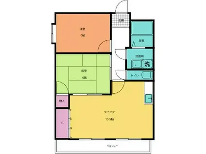 グランデージ明西(2LDK/4階)の間取り写真