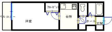 ブルースター清水町(1K/5階)の間取り写真