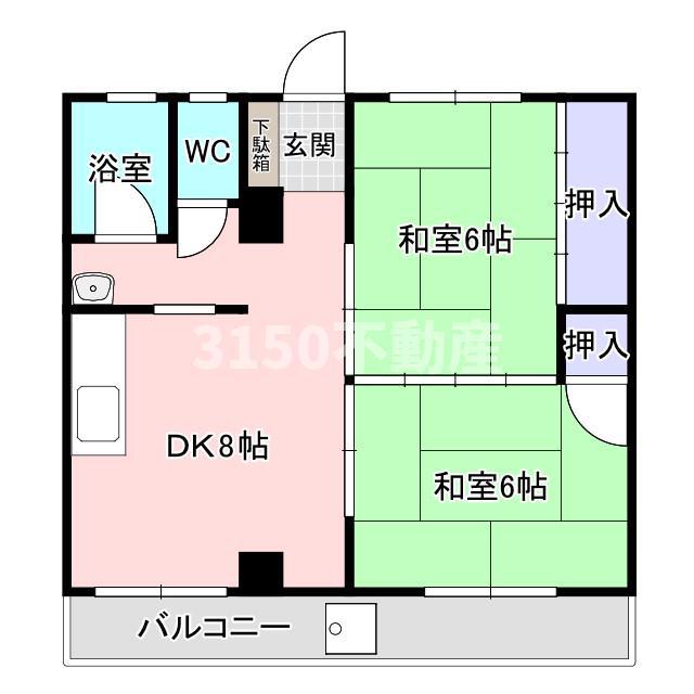 大東コーポ(2DK/2階)の間取り写真