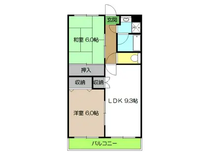 シャルマン枝川(2LDK/2階)の間取り写真