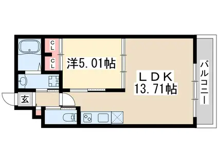 プレジオ三国アジアン(1LDK/7階)の間取り写真