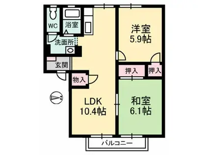 フレグランス飯山 C棟(2LDK/1階)の間取り写真