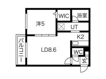 REVE北広島(1LDK/4階)の間取り写真