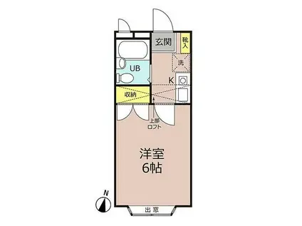 クレアール茅ヶ崎I(1K/2階)の間取り写真