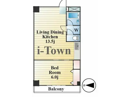 オークマンション(1LDK/6階)の間取り写真