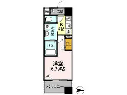 コンフォートレジデンス仙台東口(1K/8階)の間取り写真