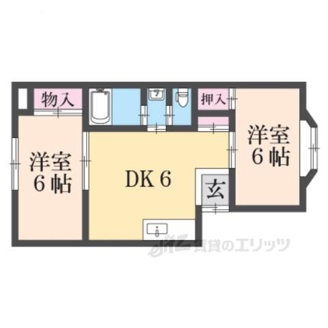 白鳥ハイツ(2DK/2階)の間取り写真