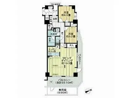 シエルグランデふなばし海神(2LDK/1階)の間取り写真