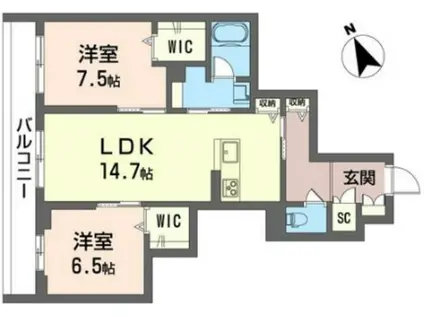 SHAMAISON ルミノサ・ファミリアA(2LDK/3階)の間取り写真