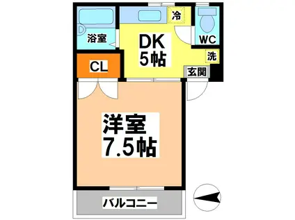 ヴァンベール三鷹(1DK/1階)の間取り写真