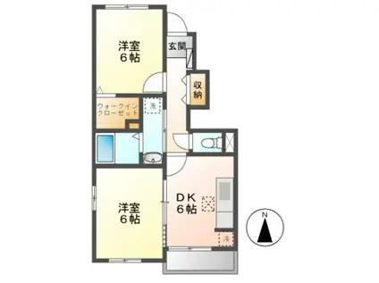 レジデンスヒヨリB(2DK/1階)の間取り写真