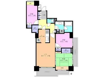 リビオアクシスプレイス(3LDK/8階)の間取り写真