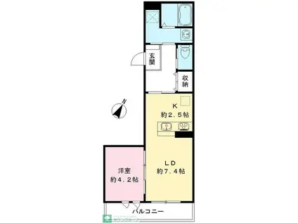 玉南ビル(1LDK/2階)の間取り写真