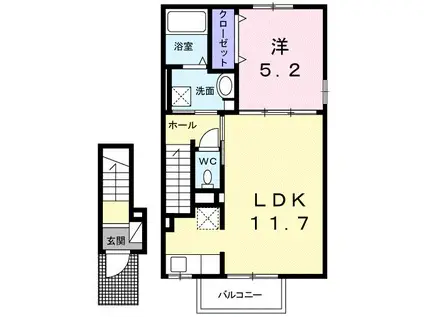 テール フェルティル II(1LDK/2階)の間取り写真
