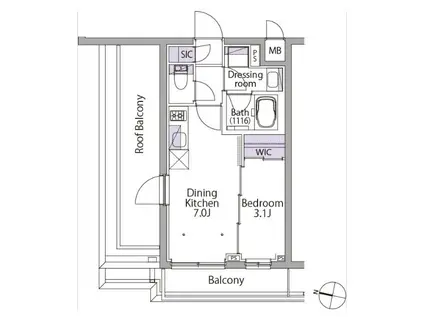 イプセ初台(1DK/4階)の間取り写真