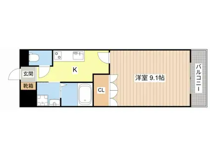 メゾン花水木(1K/2階)の間取り写真