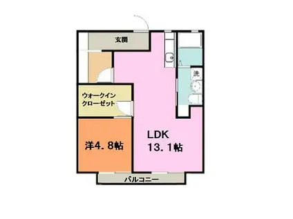 グリーンシティ守口(1LDK/2階)の間取り写真