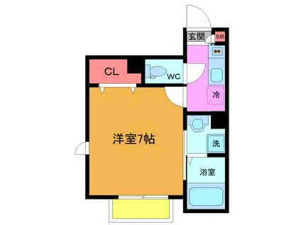 ルチア津田沼(1K/1階)の間取り写真