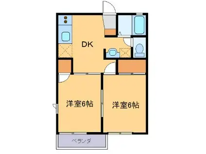 ベルジュールB(2DK/2階)の間取り写真