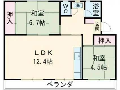鍋屋上野9号棟(2LDK/2階)の間取り写真