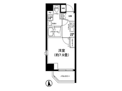 ティモーネ上野の杜ノース(1K/7階)の間取り写真