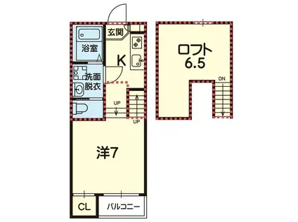 ステラ坪井(1K/2階)の間取り写真