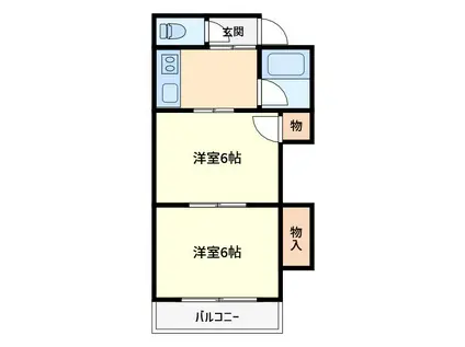 JR埼京線 武蔵浦和駅 徒歩10分 2階建 築53年(2K/2階)の間取り写真