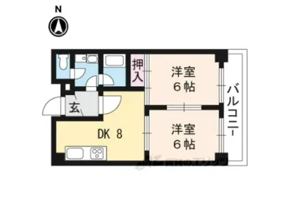 竹鼻ハイツ(2DK/4階)の間取り写真