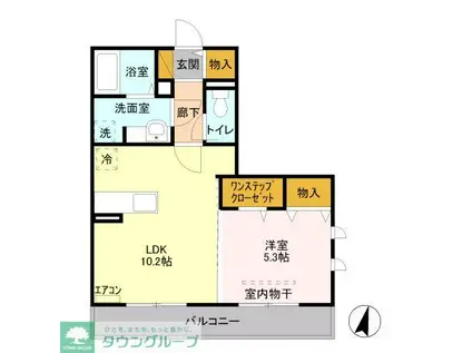 グリーンコーポ前川町(1LDK/2階)の間取り写真