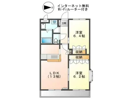 フィールドヴィレッジIII(2LDK/2階)の間取り写真