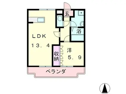 クロノスコート(1LDK/2階)の間取り写真