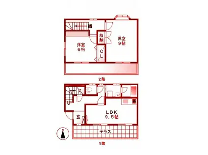 パールハイムA棟(2LDK/1階)の間取り写真