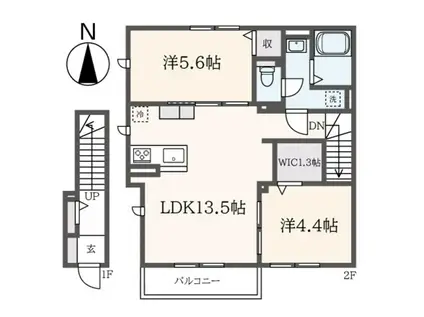 アルボヴィラージュ(2LDK/2階)の間取り写真