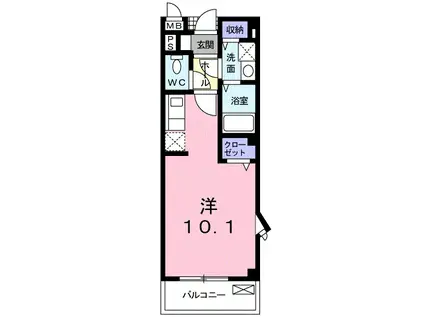アヴェニューかりがね(ワンルーム/2階)の間取り写真