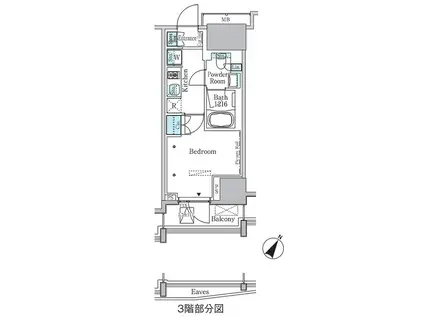 ラテスト白金台(1K/3階)の間取り写真