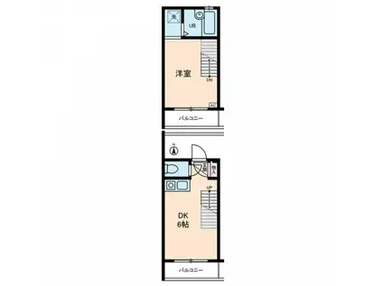 ディアー布田4丁目-(1DK/2階)の間取り写真