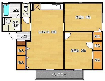 セジュール中相田II(2LDK/2階)の間取り写真