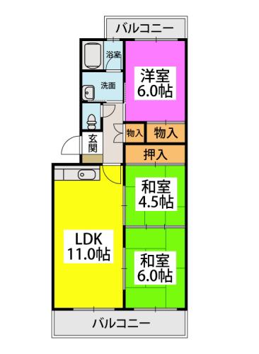エクセレント・フジ(3LDK/2階)の間取り写真