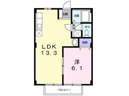 ニューシティコスモIII(1LDK/2階)の間取り写真
