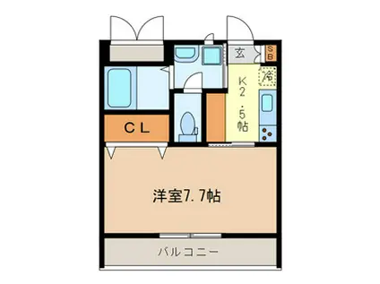 アレアデマンII(1K/1階)の間取り写真