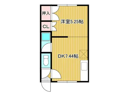 コーポ青葉(1DK/2階)の間取り写真