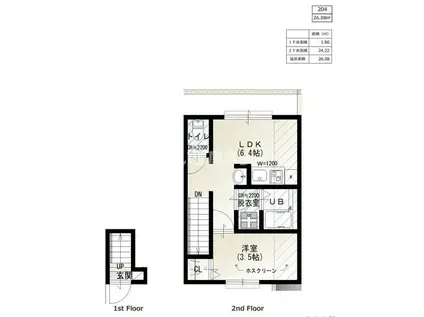ソルナクレイシア荏原町(1LDK/1階)の間取り写真